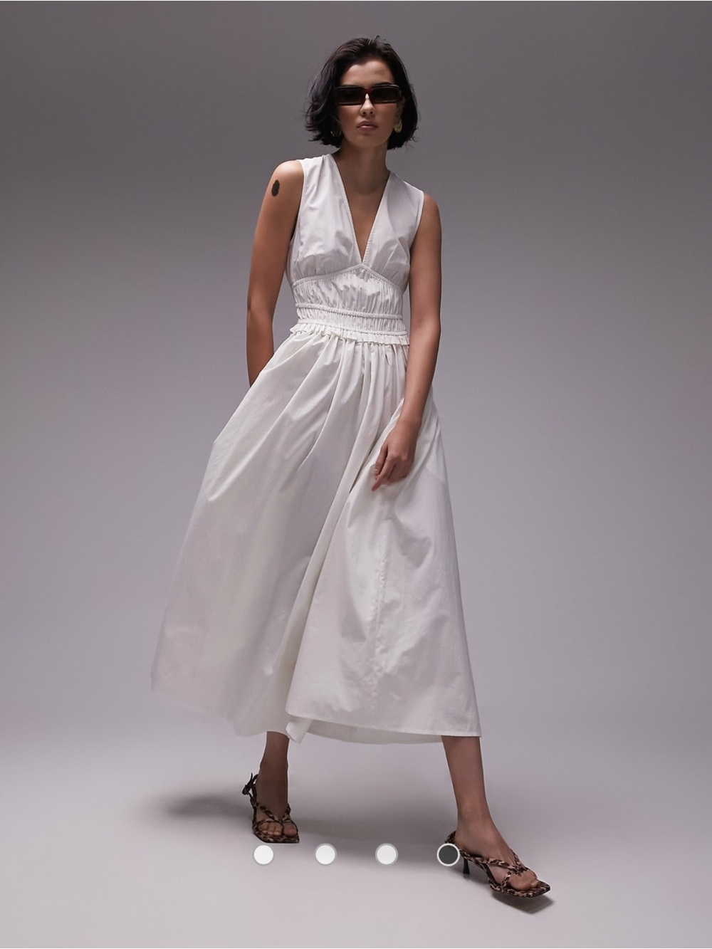 Top Shop White Cotton V-Neck Cottagecore Ruffle Sleeveless Maxi Dress SZ L